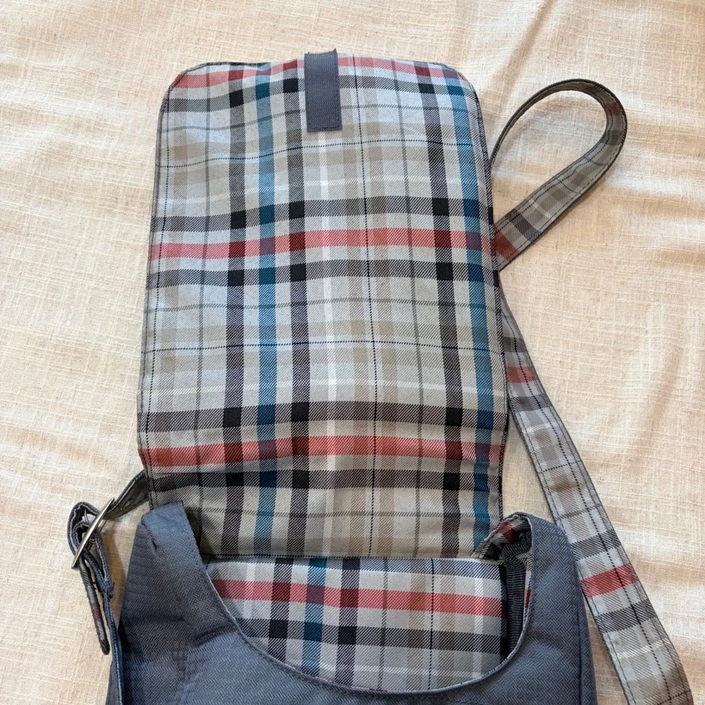 Carnaby Street by Picnic Time Gray Plaid Lined‎ Messenger Crossbody Bag